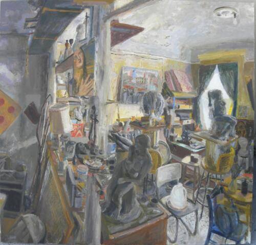 Studio with Magdalene and Niobid, Oils/Acrylics