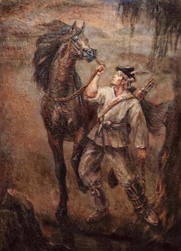 Yi Sun Shin Falling from his Horse during Military Examination, Oils/Acrylics